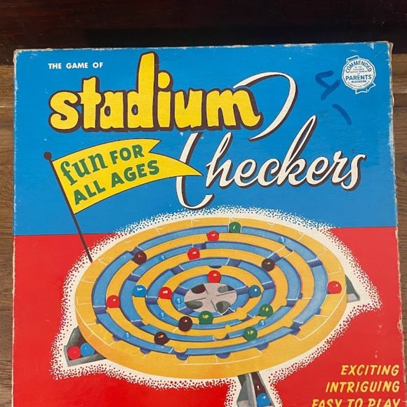 Schaper Games Toys Vintage Stadium Checkers Marble Game 952